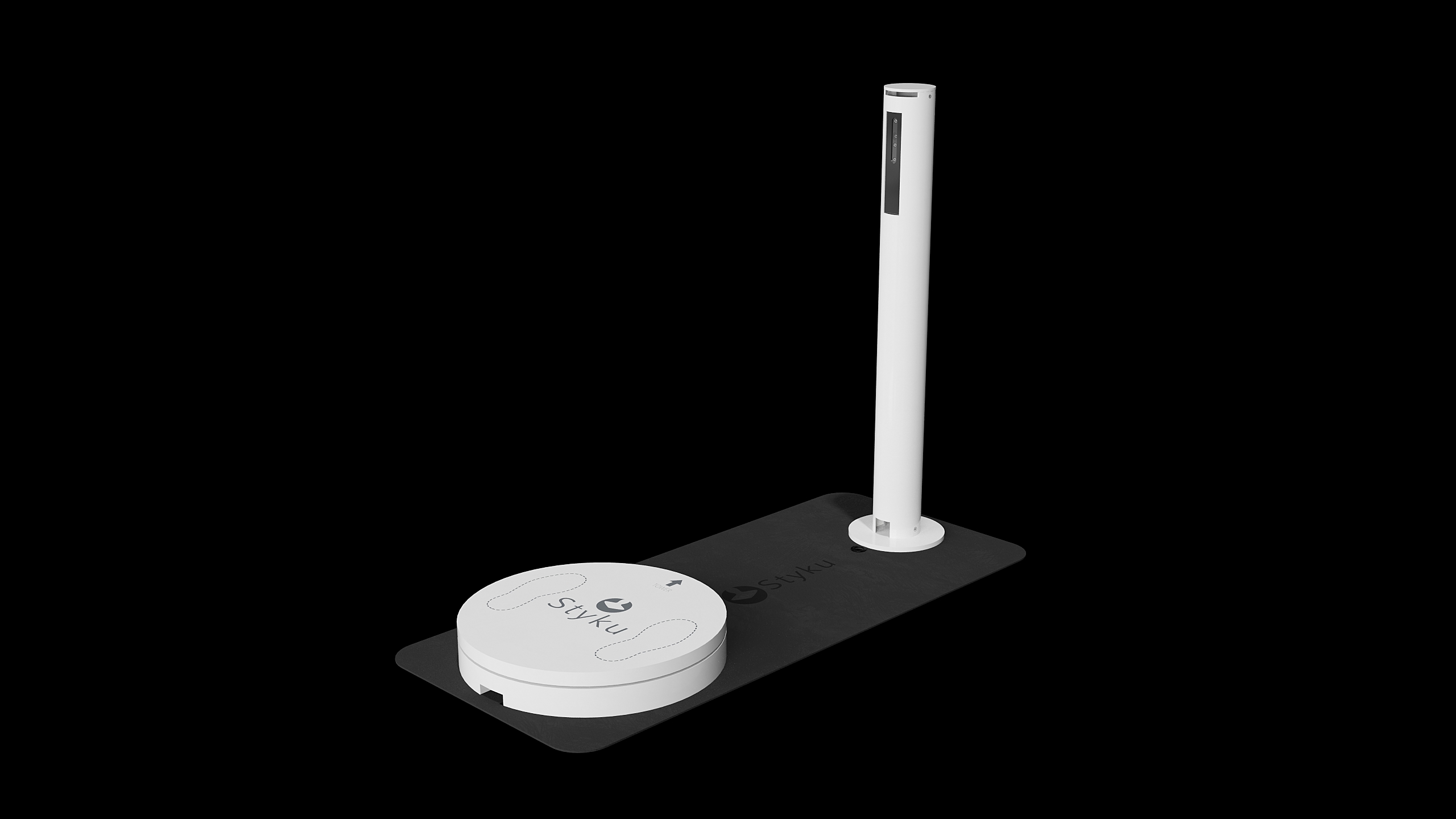 The Styku X2 Pro 3D body scanner — rotating platform and infrared sensor column